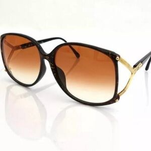 Christian Dior Vintage Tortoise Shell Gold Sunglasses Oversized